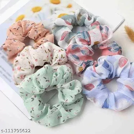 Rubber Band & Scrunchies for Women (Multicolor, 3 Pcs)