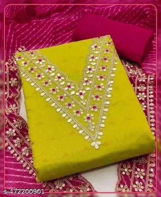 Embroidered Patiala Suits for Women (Green, Un Stitched)