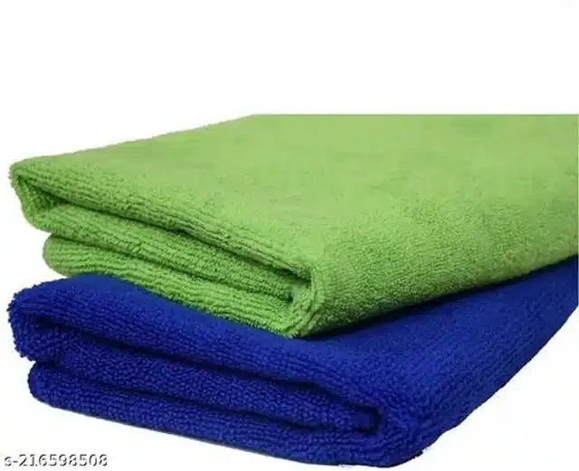Microfiber Bath Towel (Green & Blue, 40x40 cm) (Pack of 2)