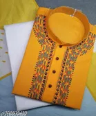 Cotton Embroidered Kurta with Pyjama for Men 