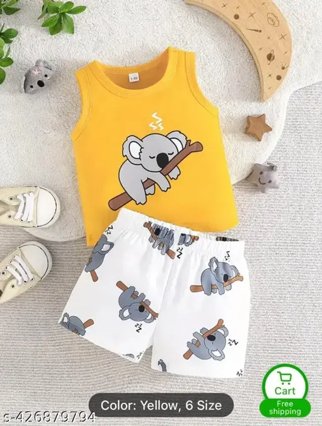 Cotton Printed Clothing Set for Boys (Multicolor, 0-3 Months)