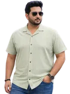 Cotton Blend Solid Shirt for Men, Light Green 