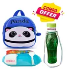 Combo of Fabric School Bag, Water Bottle with Lunch Box for Kids 