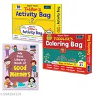 Super Cute Toddlers Activity Bag + Coloring Bag + My First Library Book of Good Manners 