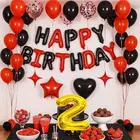 2nd Happy Birthday Balloon Decoration Kit ,Black & Red Set Of 1