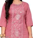 Embroidered Botanical Knee Length Kurti for Women 