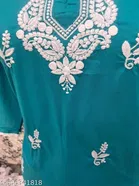 Cotton Chikankari Short Kurti for Women, Blue 