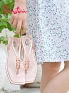 Shoetopia Peach Embellished Flat Sandals Size IND-9