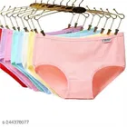 Solid Mid Rise Seamless Cotton Blend Briefs for Women, Pack of 6 