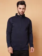 Fleece Printed Sweatshirt for Men, Dark Blue 