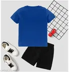 Cotton Blend Printed Clothing Set for Boys, Blue 