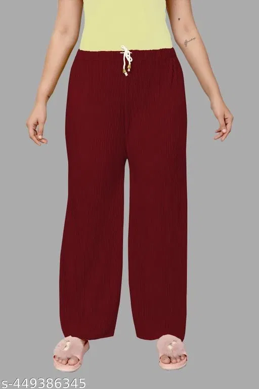 Palazzo Pants for Women (Maroon, M)