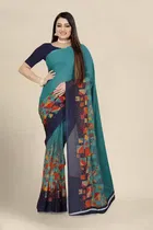 SVB जॉर्जेट साड़ी विद ब्लाउज फॉर विमेंस 