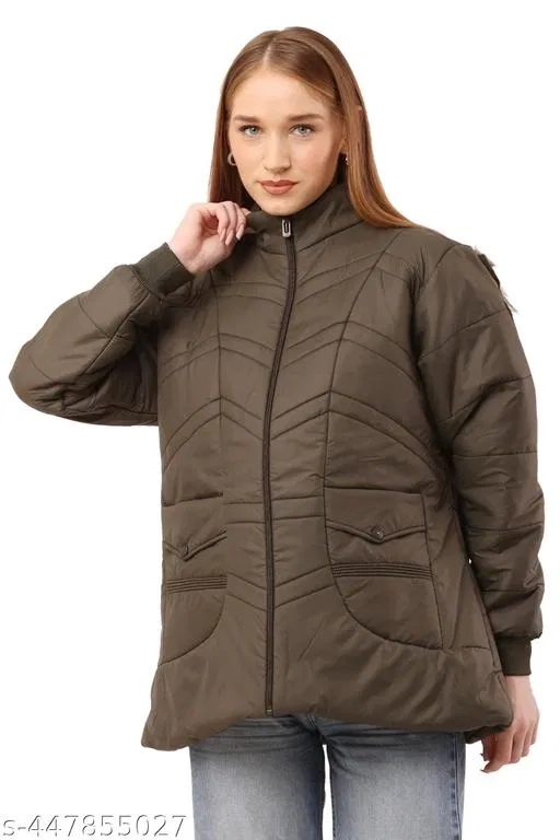 Nylon Jacket for Women (Brown, XXL)