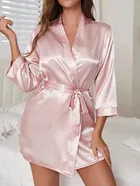 Satin Solid Nightdress for Women 