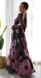 Georgette Printed Gown with Dupatta for Women 