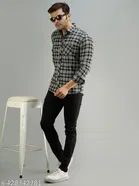 Cotton Blend Printed Shirt for Men, Black 