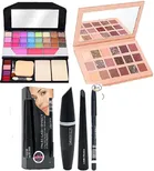 Combo of TYA Makeup Kit with Eyeshadow Palette & 3-in-1 Mascara-Kajal-Eyeliner Set (Multicolor, Set of 3)