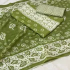 100% Cotton Cotton Print with Lahriya Unstitched Suit (Green, Free size)