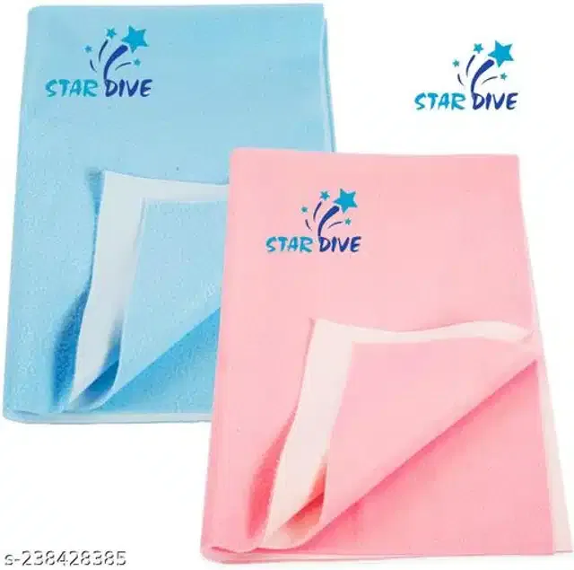 Cotton Mattress Protection Sheet (Sky Blue & Baby Pink, 28x20 inches) (Pack of 2)