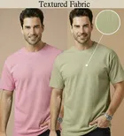 Polyester Round Neck T-shirt for Men, Multicolour, Pack of 2 