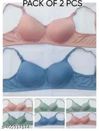 Cotton Solid Bra for Women & Girls, Assorted, Pack of 2 