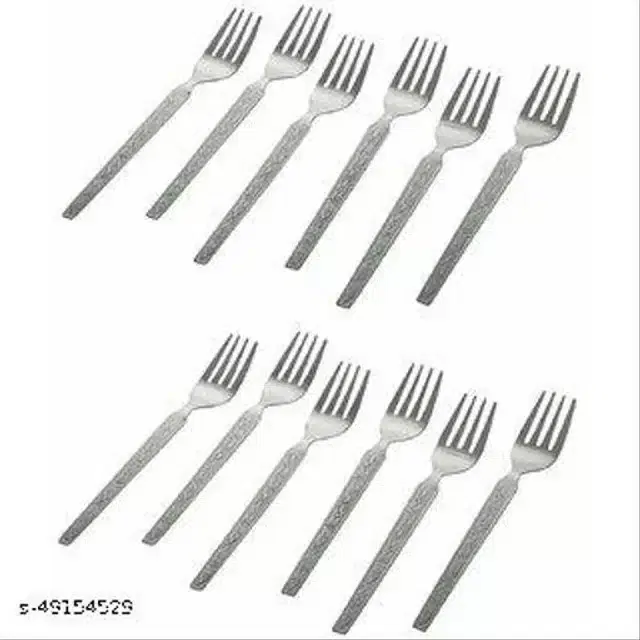 Steel Fork Set (Silver, Pack of 12)
