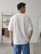 Ribbed Knit Oversized T-shirt for Men 