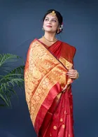 Silk Woven Design Saree for Women, Red 