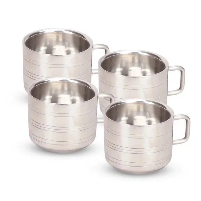 NIVIS 4 Pcs Steel Double Wall Mug (90 ml)