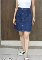 Denim Skirts for Girls (Blue, 13-14 Years)