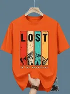 Polyester Printed Half Sleeves T-Shirts For Men, Orange 