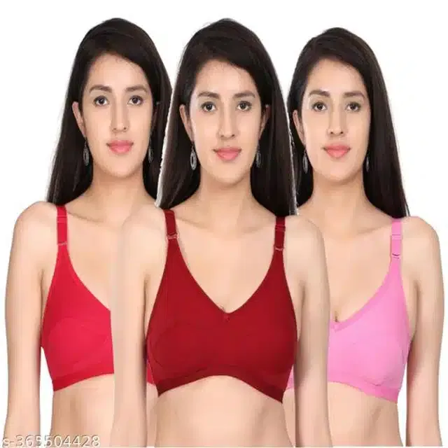 Polycotton Non-Padded Bra for Women (Multicolor, 34B) (Pack of 2)
