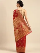 Silk Woven Design Saree for Women, Red 
