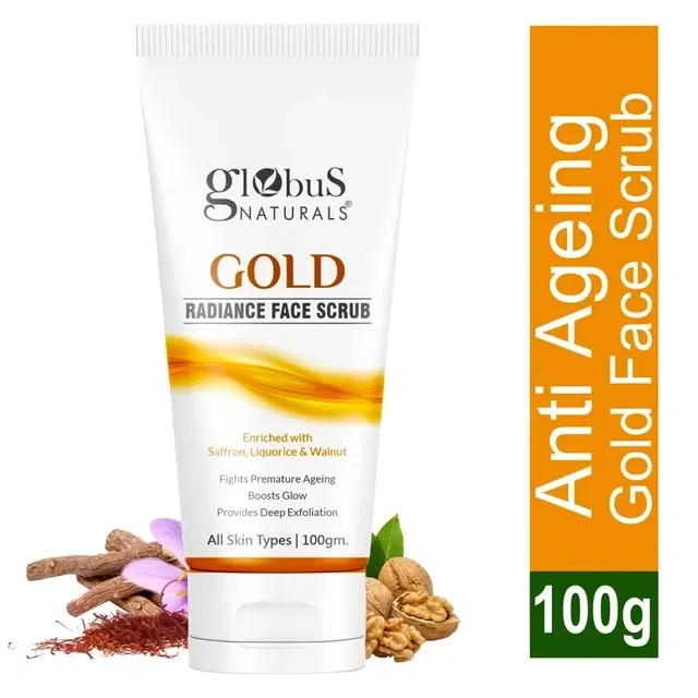 ग्लोबस नैचुरल्स गोल्ड रेडियन्स एंटी ऐजिंग & ब्राइटनिंग फेस स्क्रब 100 gs