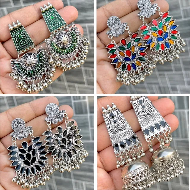 Designer Earrings for Women & Girls (Multicolor, Set of 4)