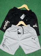 Lycra Printed Shorts for Men (Pack of 2) (Black & Grey, S)