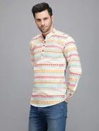 Cotton Blend Printed Kurta for Men 