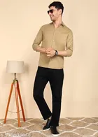 Polycotton Solid Shirts for Men, Cream 