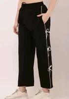 Cotton Blend Solid Loose Fit Pant for Women 
