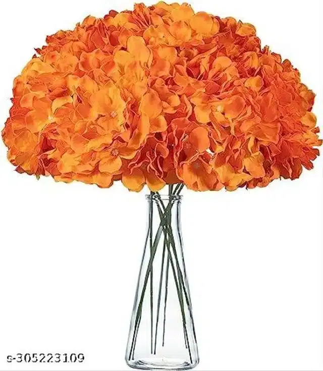 Polyester Artificial Flowers Bunch (Orange, Pack of 5)