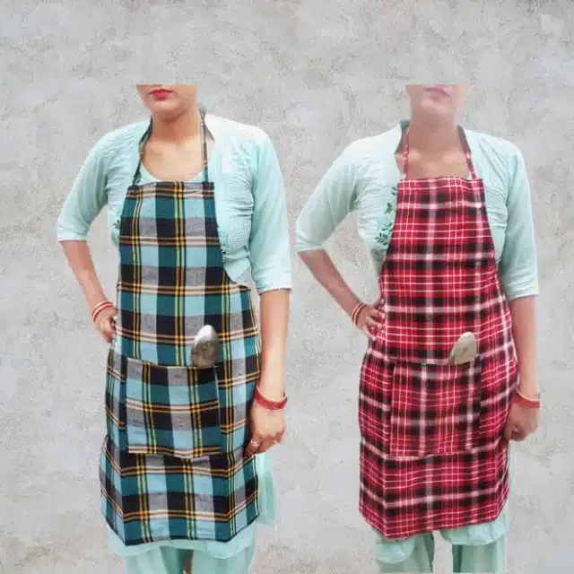 Cotton Kitchen Aprons (Multicolor, Pack of 2)