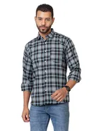 Cotton Blend Checkered Shirt for Men, Black 