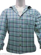 Cotton Blend Checked Shirt for Men, Green 