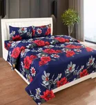Polycotton Printed Double Bedsheet with Two Pillow Covers 