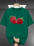 Polyester Printed Half Sleeves T-Shirts For Men, Green 