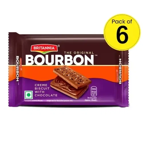 ब्रिटानिया बोरबॉन चॉकलेट क्रीम बिस्किट्स 6X60 g (पैक ऑफ़ 6)
