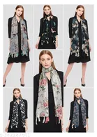 Chiffon Printed Scarves for Women, Multicolor, Pack of 6