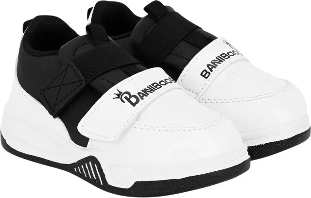 Jootiyapa Casual Shoes for Kids Rustom-Black, Black & White (4-4.5 Years)
