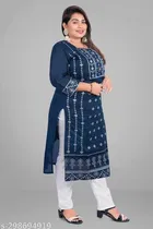 Chanderi Cotton Embroidered Kurti with Pant for Women 
